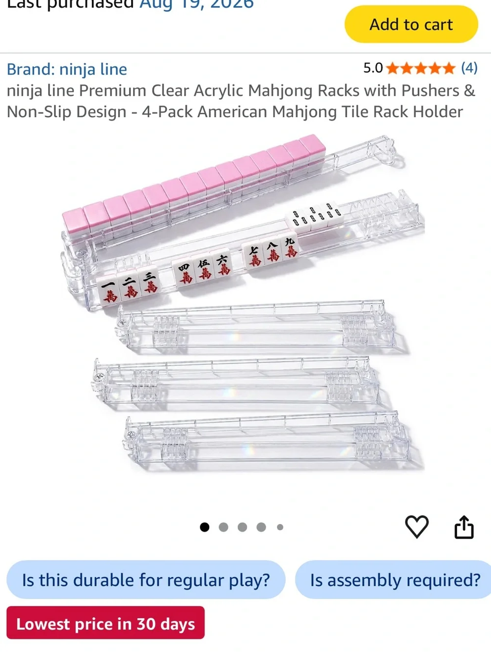 Clear Acrylic Mahjong Tile Racks